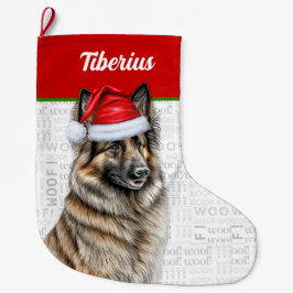 Kerst Belgische Tervuren met de naam van de hond Grote Kerstsok