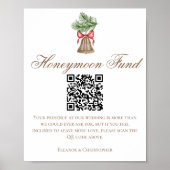 Kerst Bell Huwelijk Honeymoon Fund QR Code Poster (Voorkant)