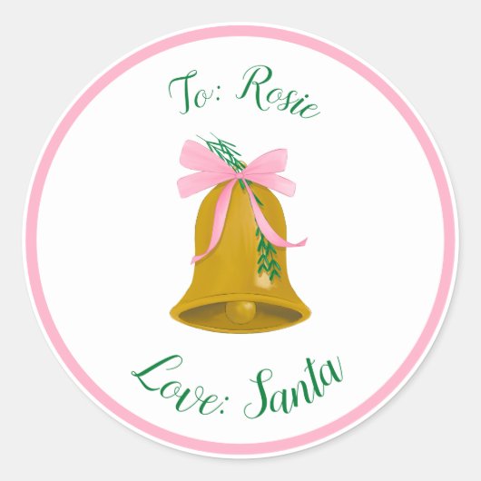 Kerst Bells and Bows Custom Gift Label Sticker (Voorkant)