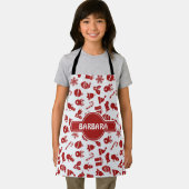 Kerst Bells Grijs Rood Minimaal Patroon Schort (Insitu)