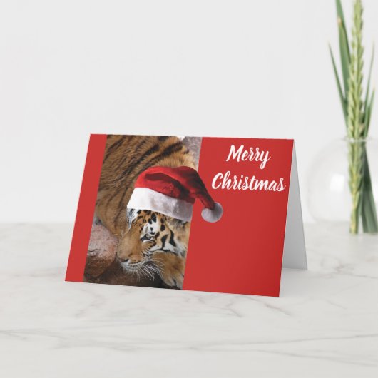 Kerst Bengaal Tijger Feestdagen Kaart (Voorkant)