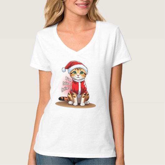 Kerst Bengaals Kat | CA1 (5/10) T-shirt (Voorkant)