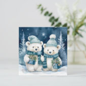 Kerst Beren Wenskaart Feestdagenkaart (Staand voorkant)