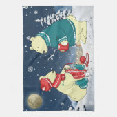 Kerst Beren Winter Sneeuw Vakantie Scène Theedoek (Verticaal)