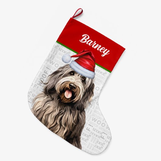 Kerst Bergamasco met de naam van de hond Grote Kerstsok (Voorkant (Hangend))