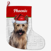 Kerst Berger Picard met de naam van de hond Grote Kerstsok (Voorkant)