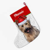 Kerst Berger Picard met de naam van de hond Grote Kerstsok (Achterkant (Hangend))