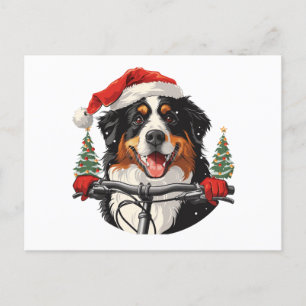 Kerst Berner Sennenhond Fietsen Briefkaart