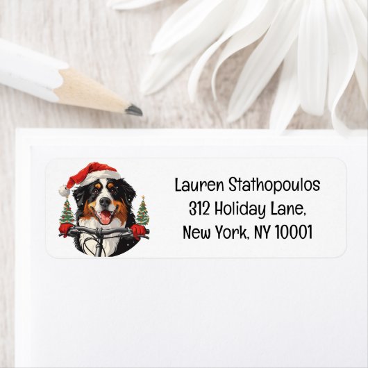 Kerst Berner Sennenhond Fietsen Etiket (Insitu)