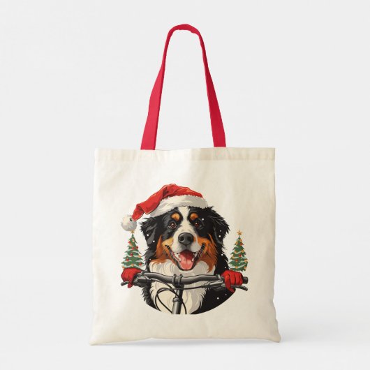 Kerst Berner Sennenhond Fietsen Tote Bag (Achterkant)
