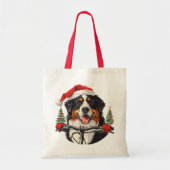 Kerst Berner Sennenhond Fietsen Tote Bag (Voorkant)