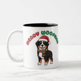 Kerst Berner Sennenhond Mok: Merry Woofmas Tweekleurige Koffiemok