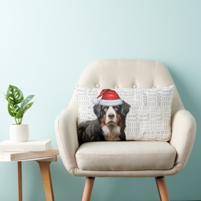 Kerst Berner Sennenhond Vakantie Kussen (Stoel)