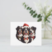 Kerst Berner Sennenhonden Briefkaart (Staand voorkant)