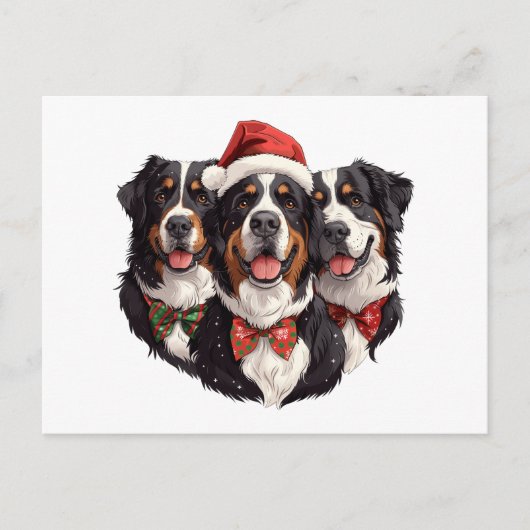 Kerst Berner Sennenhonden Briefkaart (Voorkant)