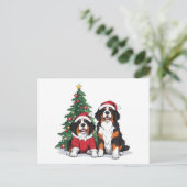 Kerst Berner Sennenhonden Briefkaart (Staand voorkant)