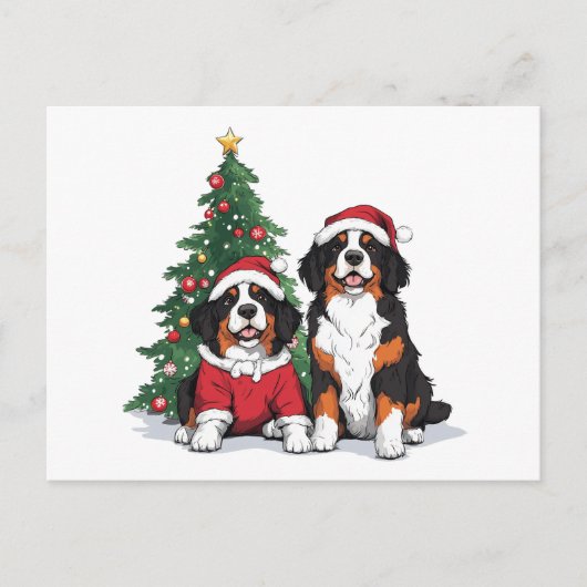 Kerst Berner Sennenhonden Briefkaart (Voorkant)
