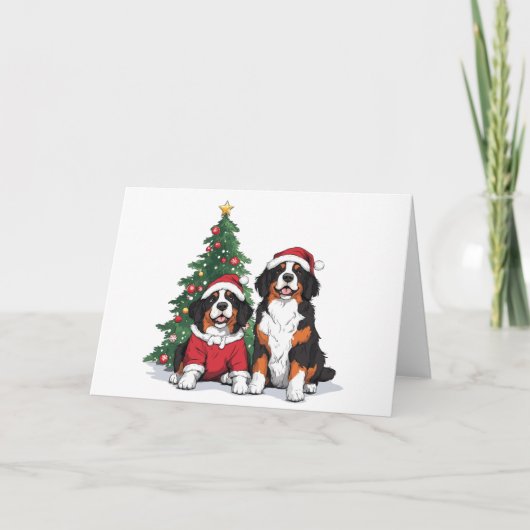 Kerst Berner Sennenhonden Feestdagen Kaart (Voorkant)