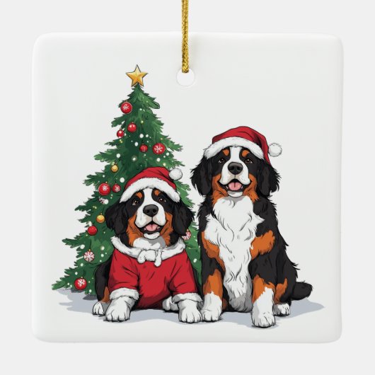Kerst Berner Sennenhonden Keramisch Ornament (Achterkant)