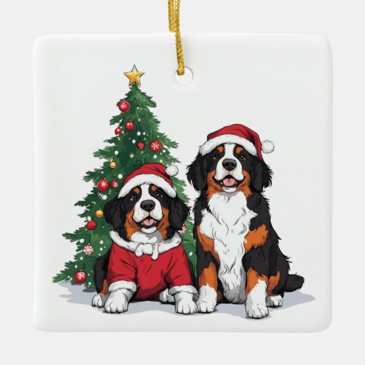 Kerst Berner Sennenhonden Keramisch Ornament (Voorkant)