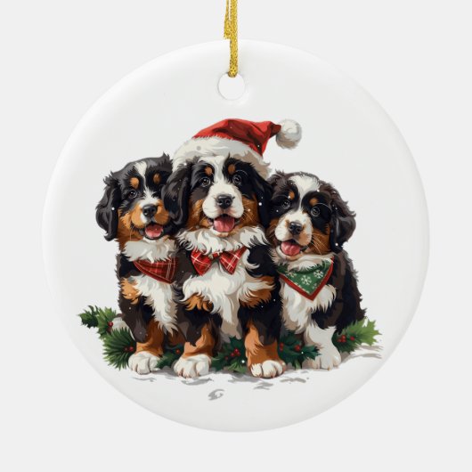 Kerst Berner Sennenhonden Keramisch Ornament (Achterkant)