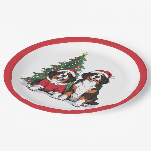Kerst Berner Sennenhonden Papieren Bordje (Gekanteld)