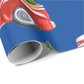 Kerst Berner Sennenhonden Rode Truck Blauw Cadeaupapier (Rol Hoek)