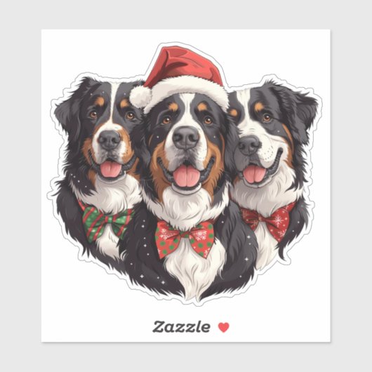 Kerst Berner Sennenhonden Sticker (Vel)