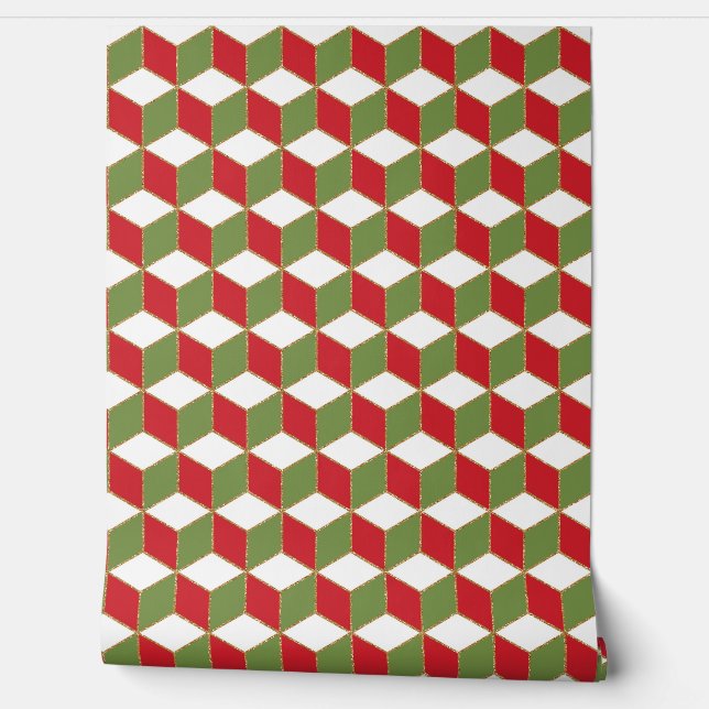 Kerst beroemde blokken geometrisch patroon behang (Afrollen)