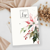 Kerst Berry Poinsettia Waterverf Oorbel Logo Visitekaartje