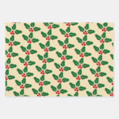 Kerst Berry Wrapping Paper Flat Sheet 3 stuks (Voorkant 3)
