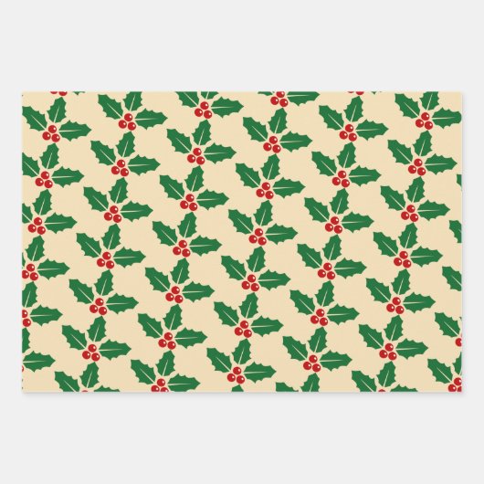 Kerst Berry Wrapping Paper Flat Sheet 3 stuks (Voorkant 3)