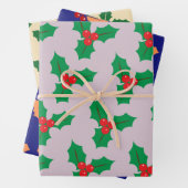 Kerst Berry Wrapping Paper Flat Sheet 3 stuks (In situ)