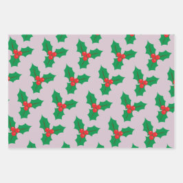 Kerst Berry Wrapping Paper Flat Sheet 3 stuks