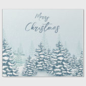 Kerst besneeuwd sparrenbos cadeaupapier (Vlak)