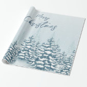 Kerst besneeuwd sparrenbos cadeaupapier (Uitgerold)