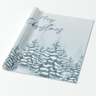 Kerst besneeuwd sparrenbos cadeaupapier