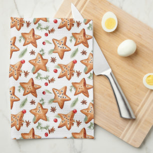 Kerst bessen kaneel brood naadloos patroon theedoek