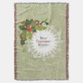 Kerst bessen krans met witte cirkel kant deken (Voorkant Verticaal)