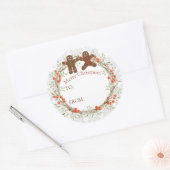Kerst bessen krans peperkoek om van ronde sticker (Envelop)