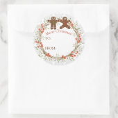 Kerst bessen krans peperkoek om van ronde sticker (Tas)