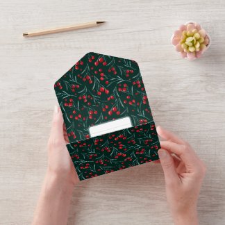 Kerst bessen - Traditionele kerstkleuren All In One Uitnodiging