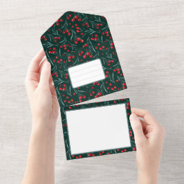 Kerst bessen - Traditionele kerstkleuren All In One Uitnodiging