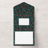Kerst bessen - Traditionele kerstkleuren All In One Uitnodiging (Binnen)