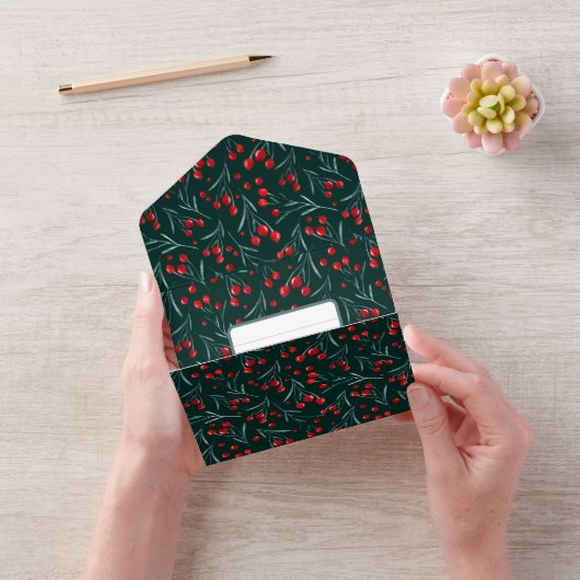 Kerst bessen - Traditionele kerstkleuren All In One Uitnodiging (VideoVideo)