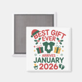 Kerst beste cadeau arriveert januari 2026 koppels magneet (Voorkant / Achterkant)