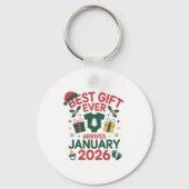 Kerst beste cadeau arriveert januari 2026 koppels sleutelhanger (Voorkant)