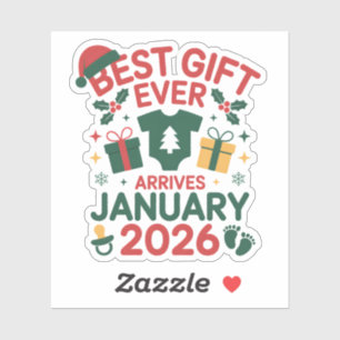 Kerst beste cadeau arriveert januari 2026 koppels sticker