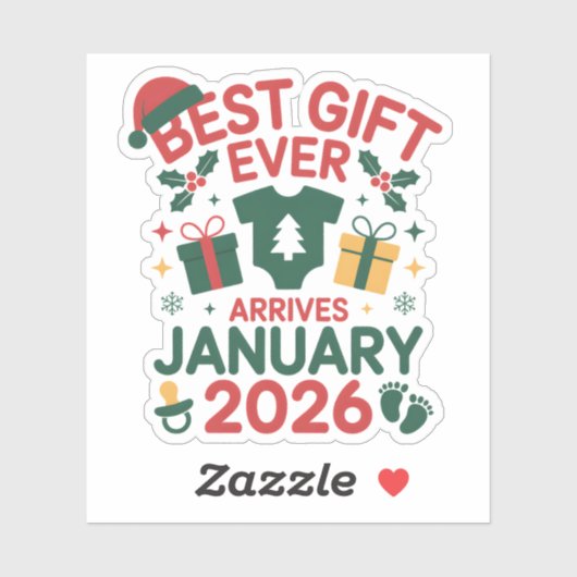 Kerst beste cadeau arriveert januari 2026 koppels sticker (Vel)