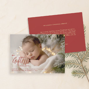 Kerst beste cadeau kalligrafie moderne baby foto aankondiging
